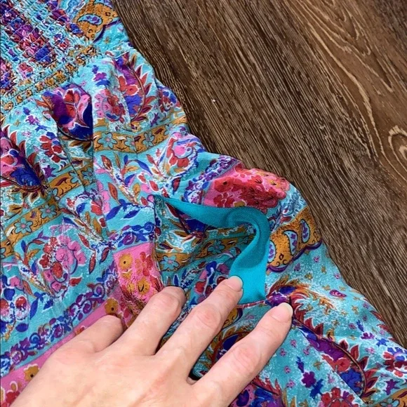 Anthropologie Maple Silk Paisley Strapless Smocked Dress - Picture 6 of 7